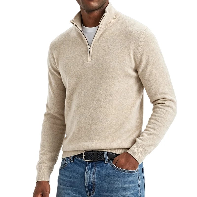 Mivanity Men's Quarter-Zip Stand-Up Collar Polo Shirt