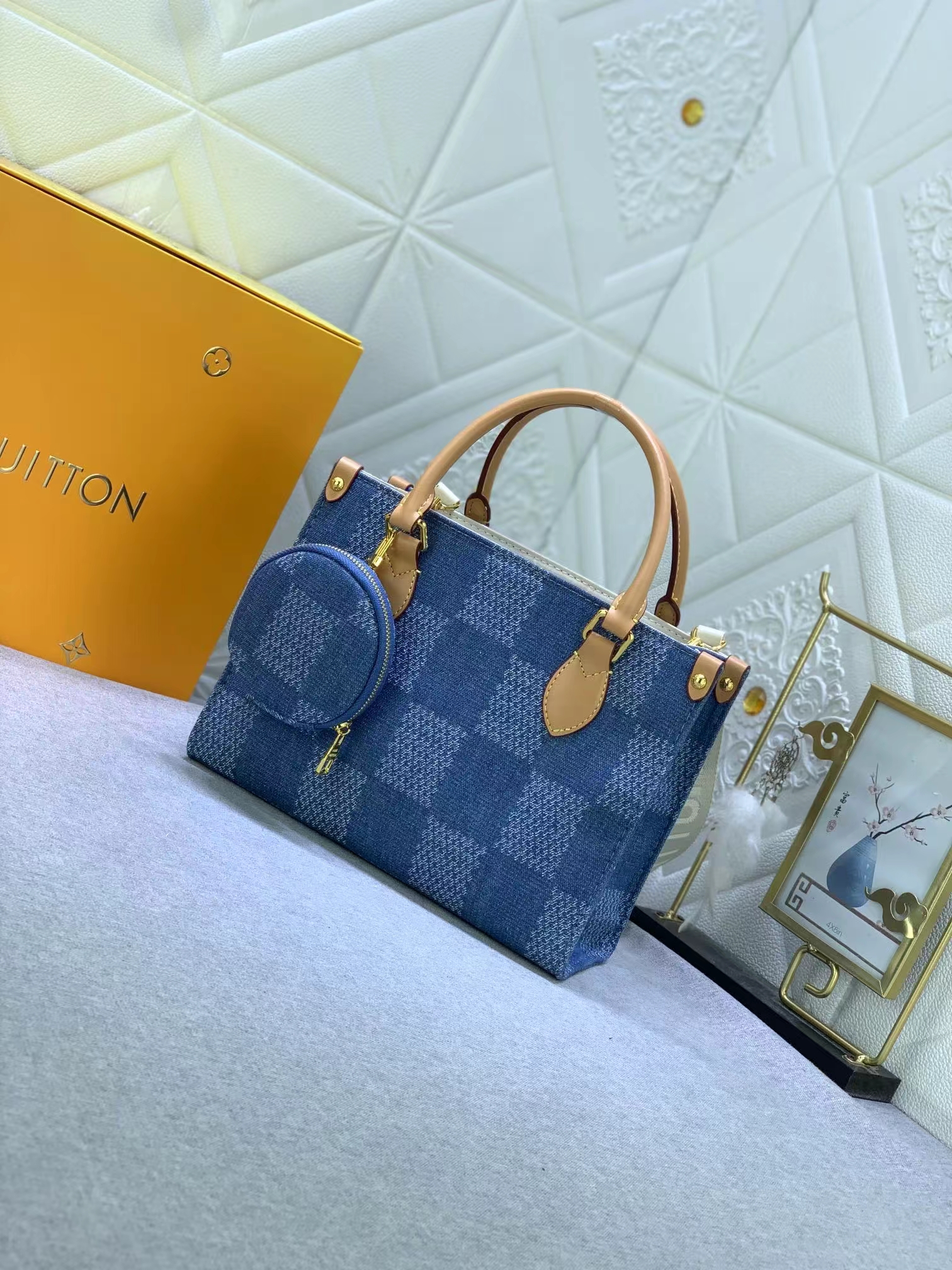 Louis Vuitton Monogram Reverse Giant Toron Denim Cowboy Women Shopping Bags 25*19*11.5cm
