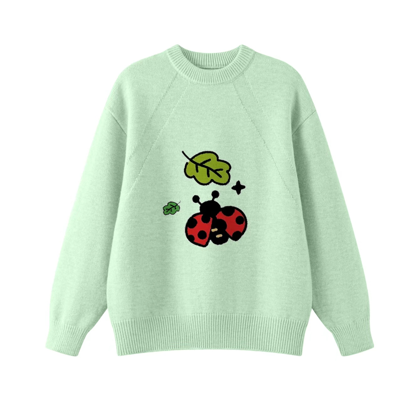 This adorable knit sweater, featuring a ladybug pattern and a crew neck pullover design, is an ideal choice for winter wear.