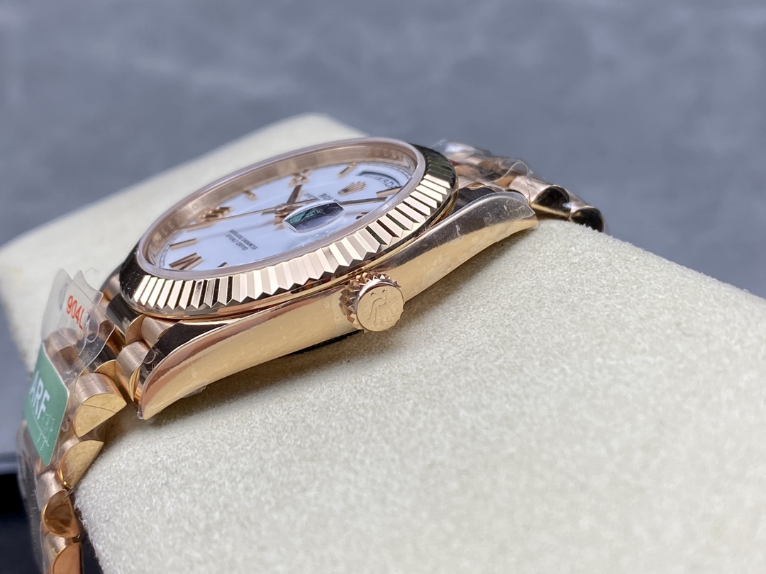 Rolex Day-Date 228235 White Roman Numeral Dial Fluted Bezel 40mm Mens Replica Watch