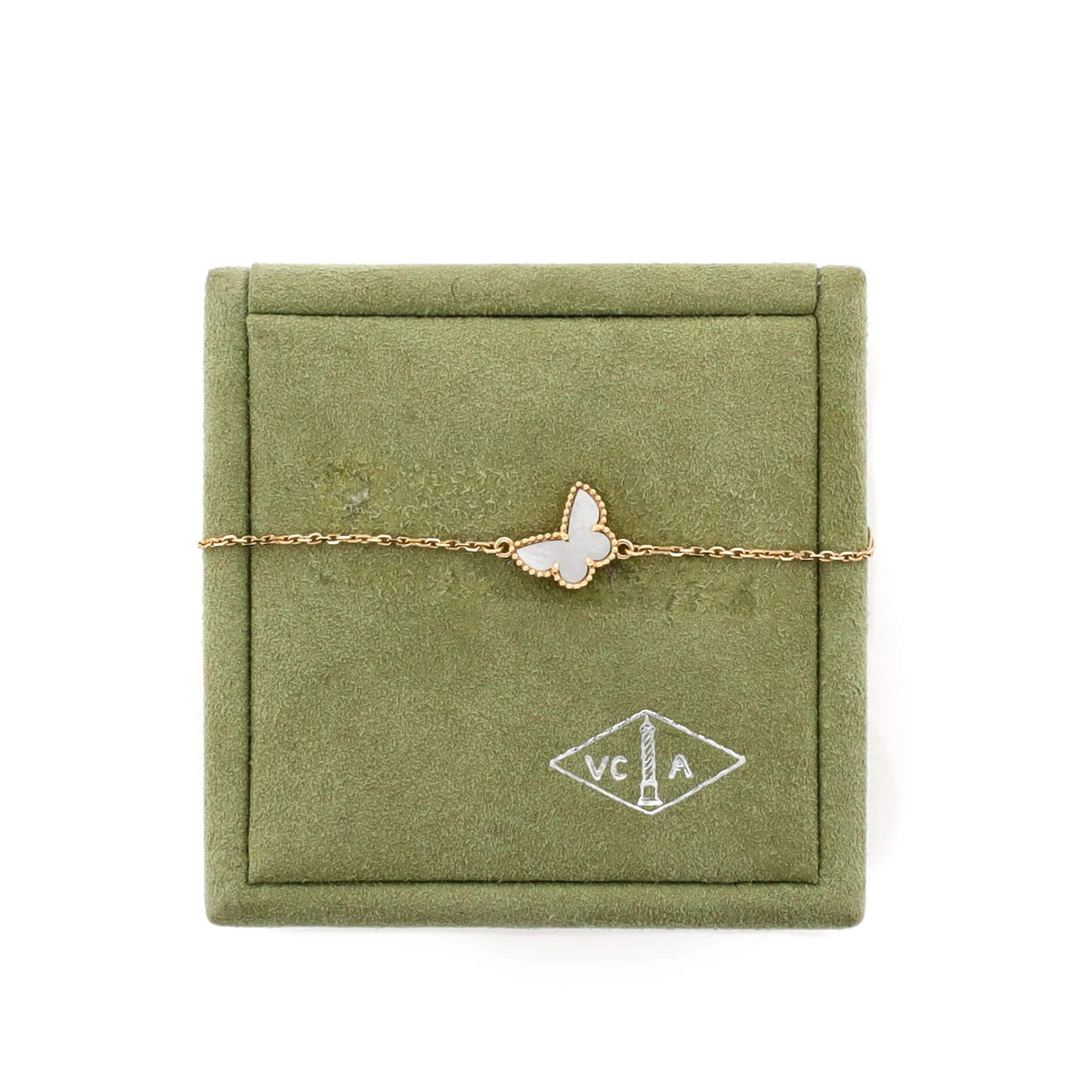 Sweet Alhambra Butterfly Bracelet 18K Yellow Gold and Mother of Pearl