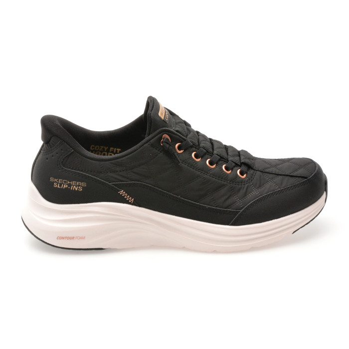 Pantofi sport SKECHERS negri, CONTOUR FOAM, din material textil