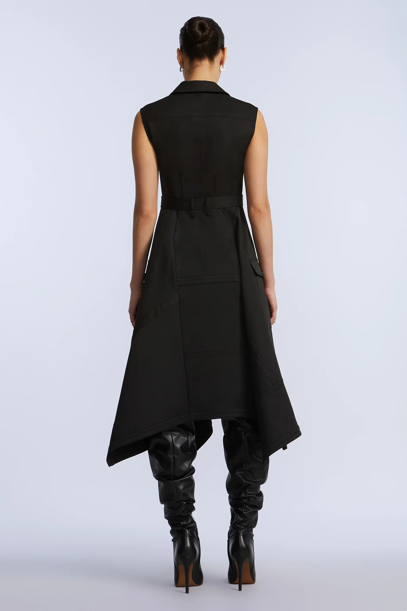 Scarf Hem Taffeta Twill Dress