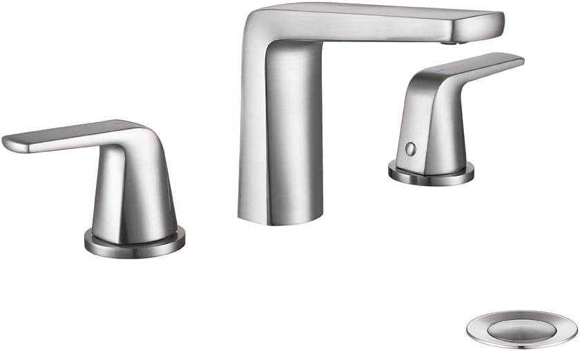 JAKARDA 8 inch 2 Handles Widespread Bathroom Faucet 3 Holes with Pop up Drain Assembly and Water Supply Lines (Black)