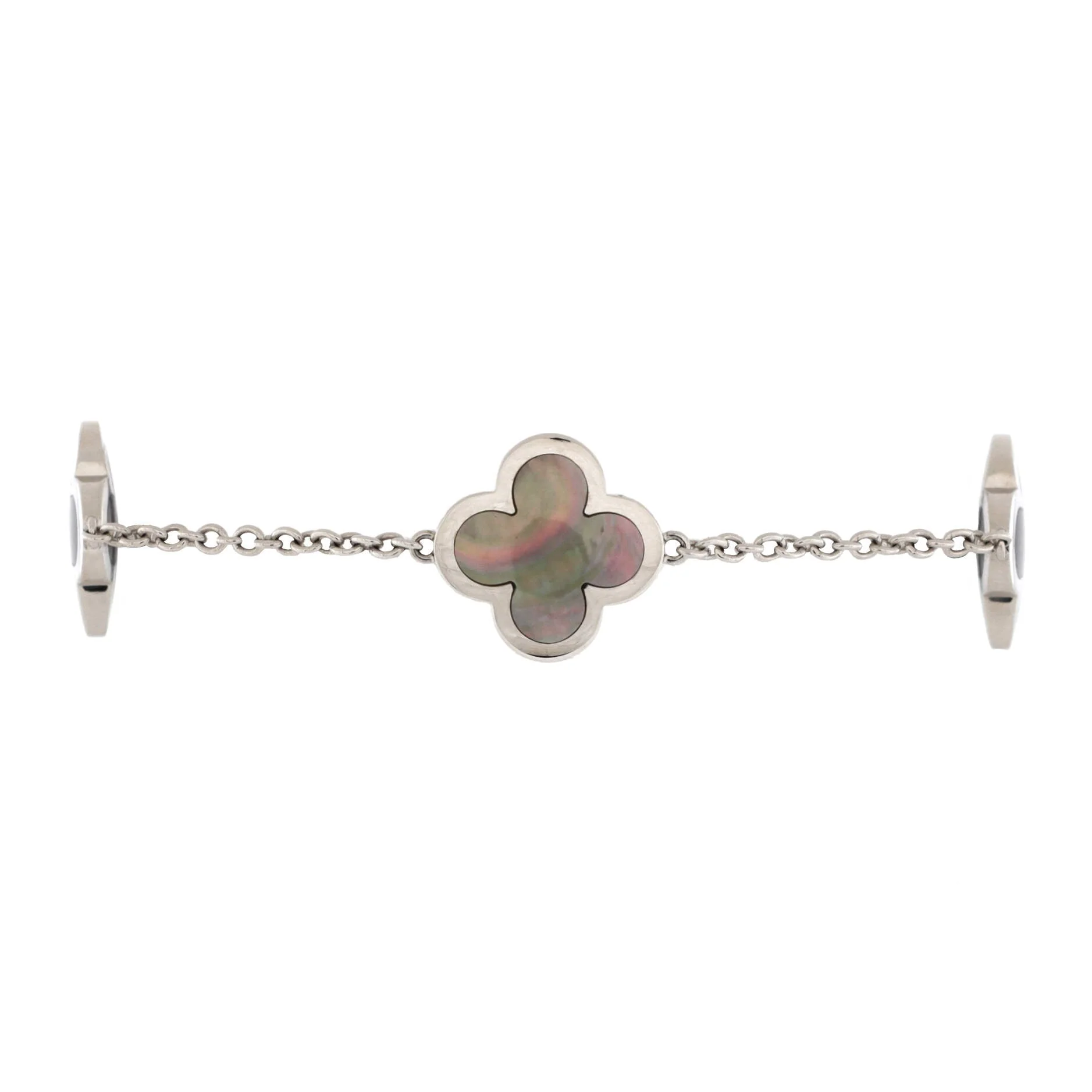 Pure Alhambra 4 Motifs Bracelet 18K White Gold and Mother of Pearl