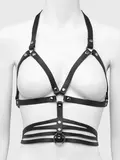 DOMINIX Deluxe Leather Open Cup Harness Bra
