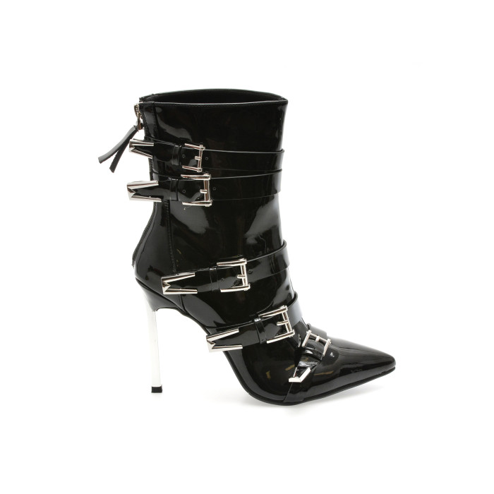 Botine elegante FLAVIA PASSINI negre, C2137, din piele naturala lacuita