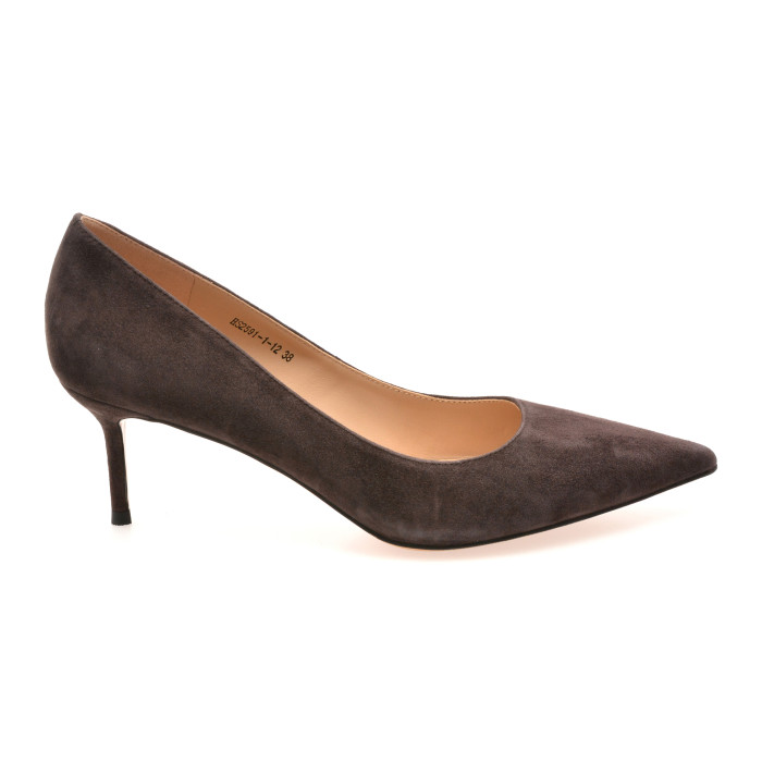 Pantofi eleganti EPICA PREMIUM gri, 2591, din piele intoarsa