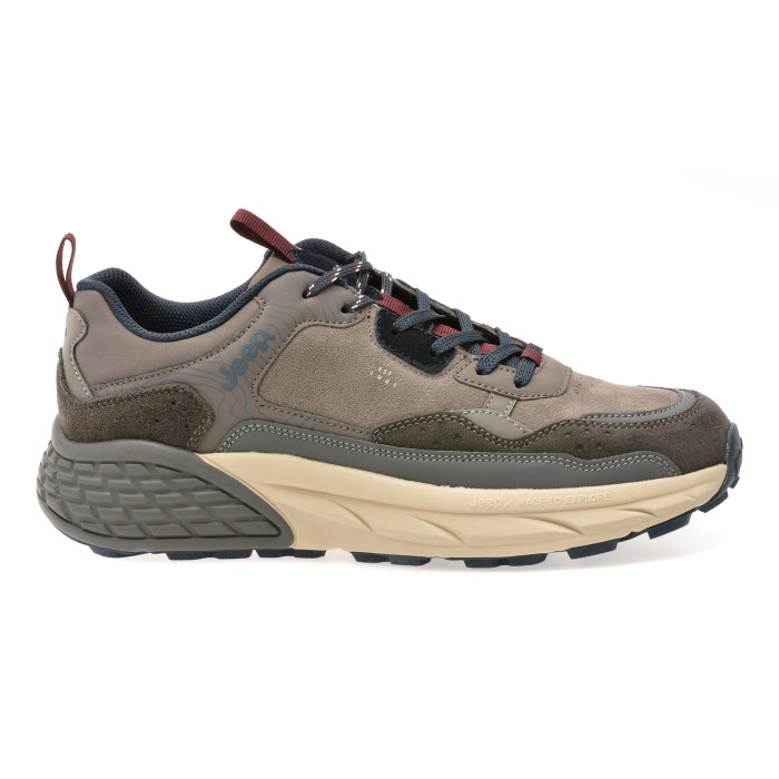 Pantofi sport JEEP gri, M52070A, din piele naturala