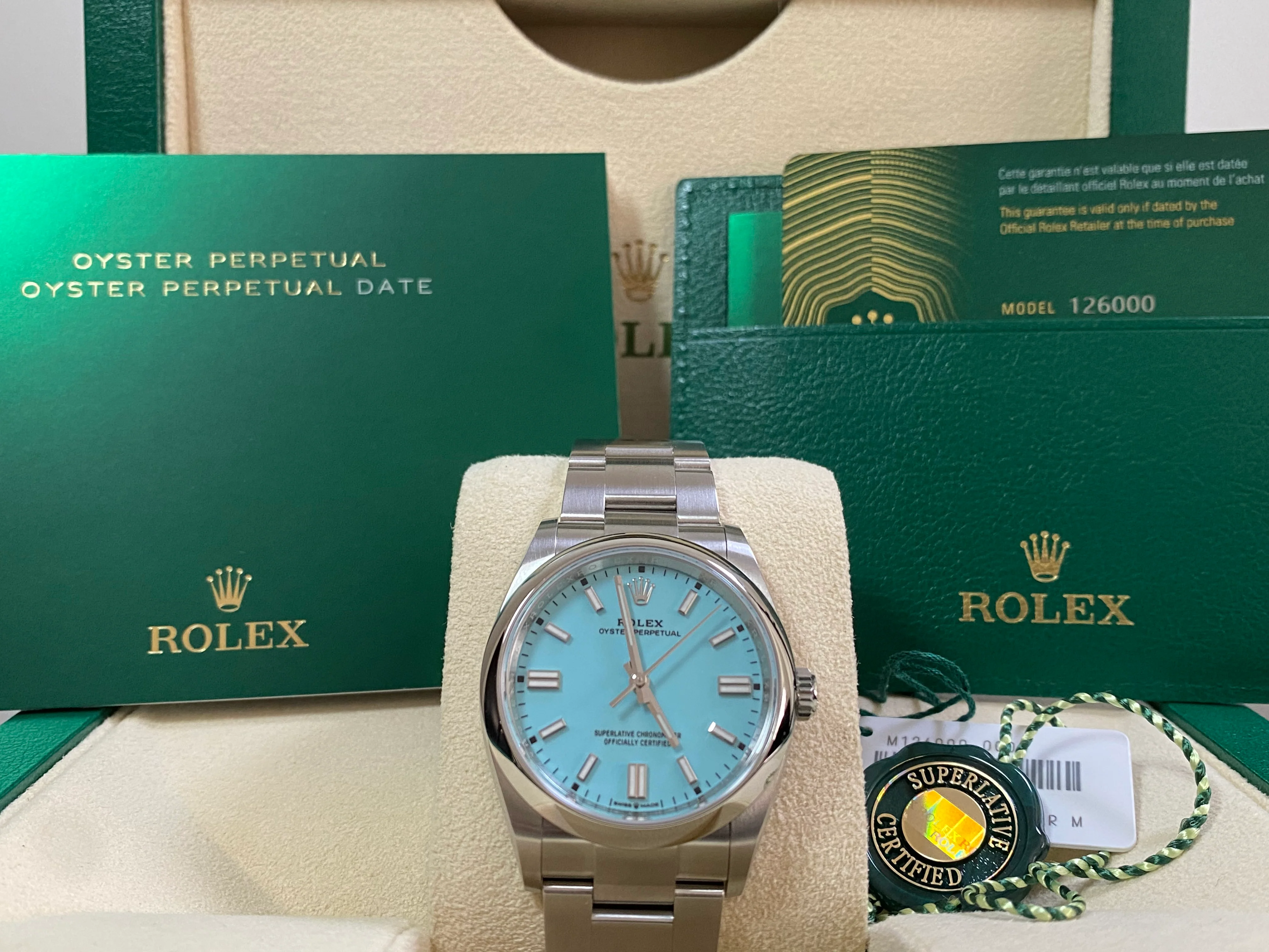 Rolex Oyster Perpetual 36 - 2024 - Domed Bezel - Tiffany Dial - Oyster Bracelet - 126000 *FULL SET*