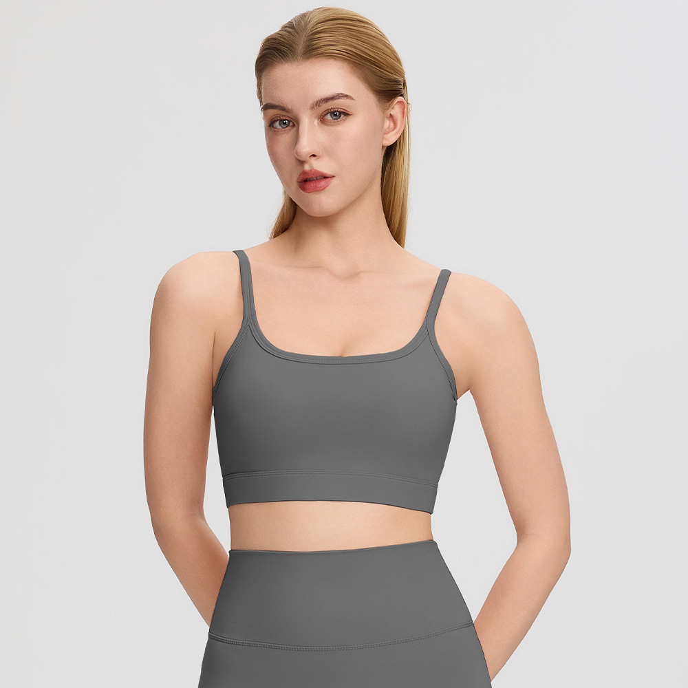 Cloud-feel yoga bra for women, U-shaped backless, quick-drying, high-elasticity running sports bra, breathable fitness bra.