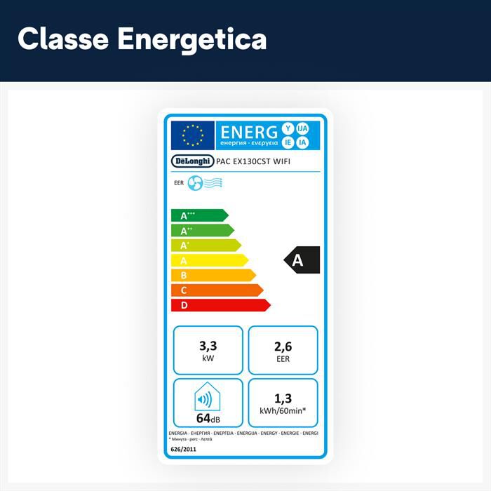 DE LONGHI - PAC EX130 CST WIFI Condizionatore portatile-Bianco