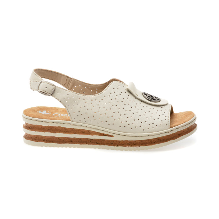 Sandale RIEKER bej, 62902, din piele naturala