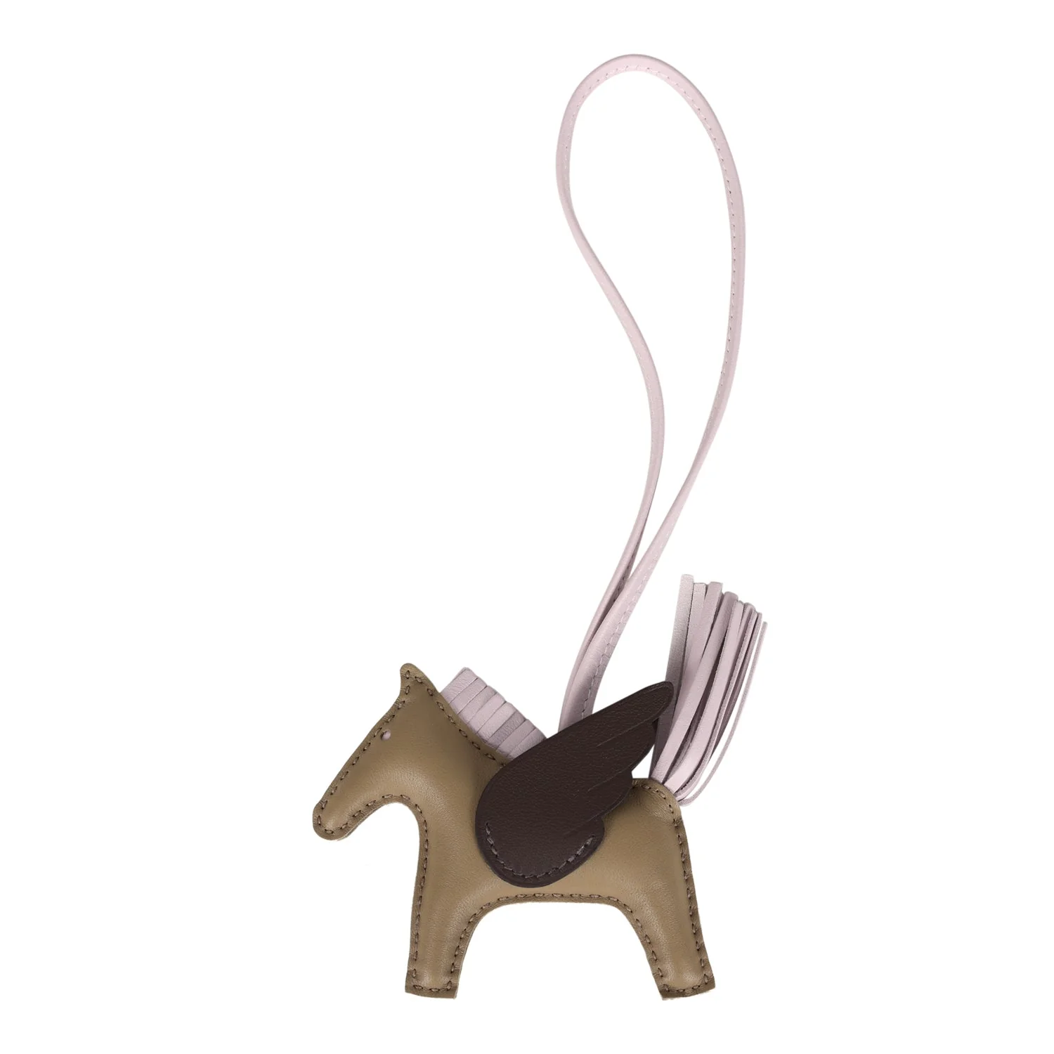 Hermes Pegasus Rodeo Bag Charm PM Beige Marfa, Mauve Pale, Moka Milo Lambskin