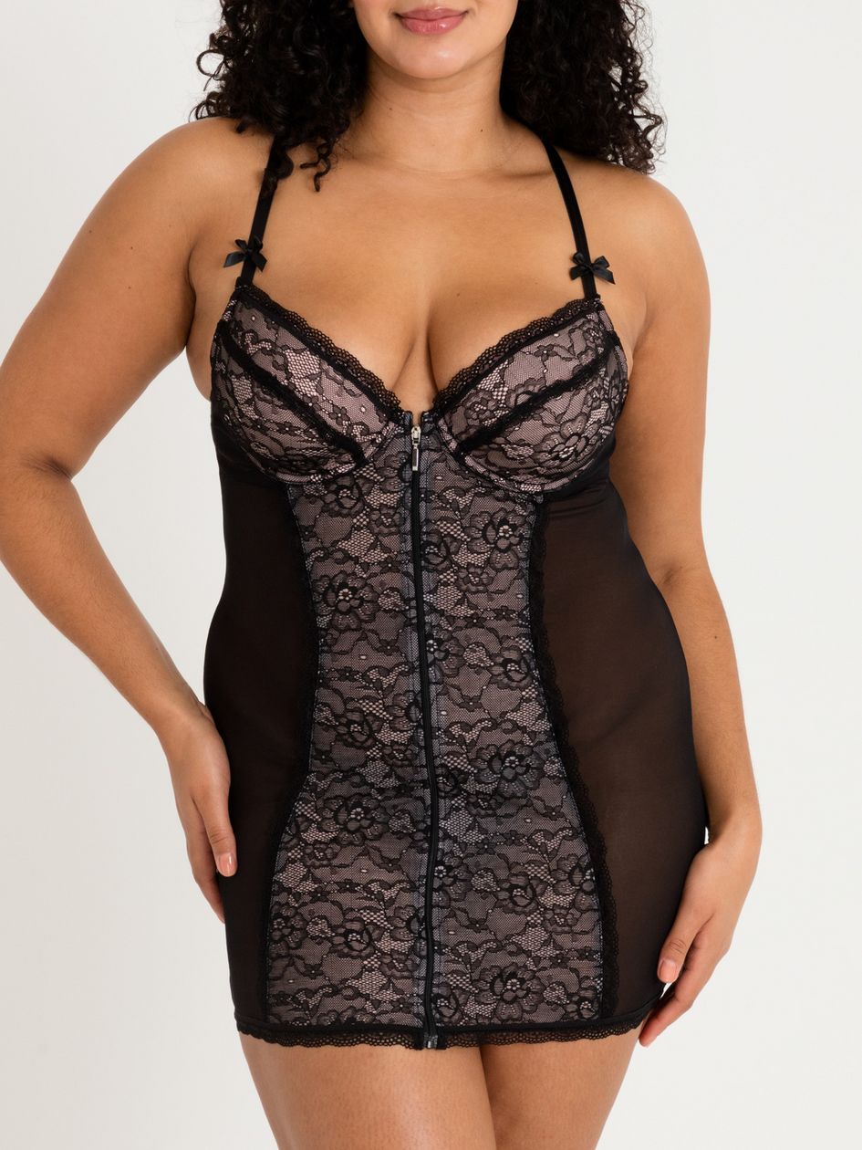 Lovehoney Plus Size Entice Me Black Lace Chemise