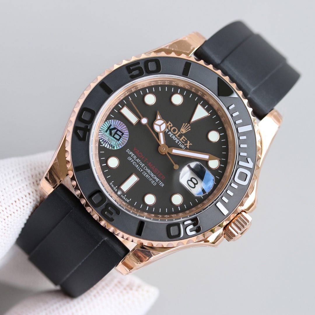 Rolex Yacht-Master 116655 Everose Gold Black Dial 40mm Mens replica Watch