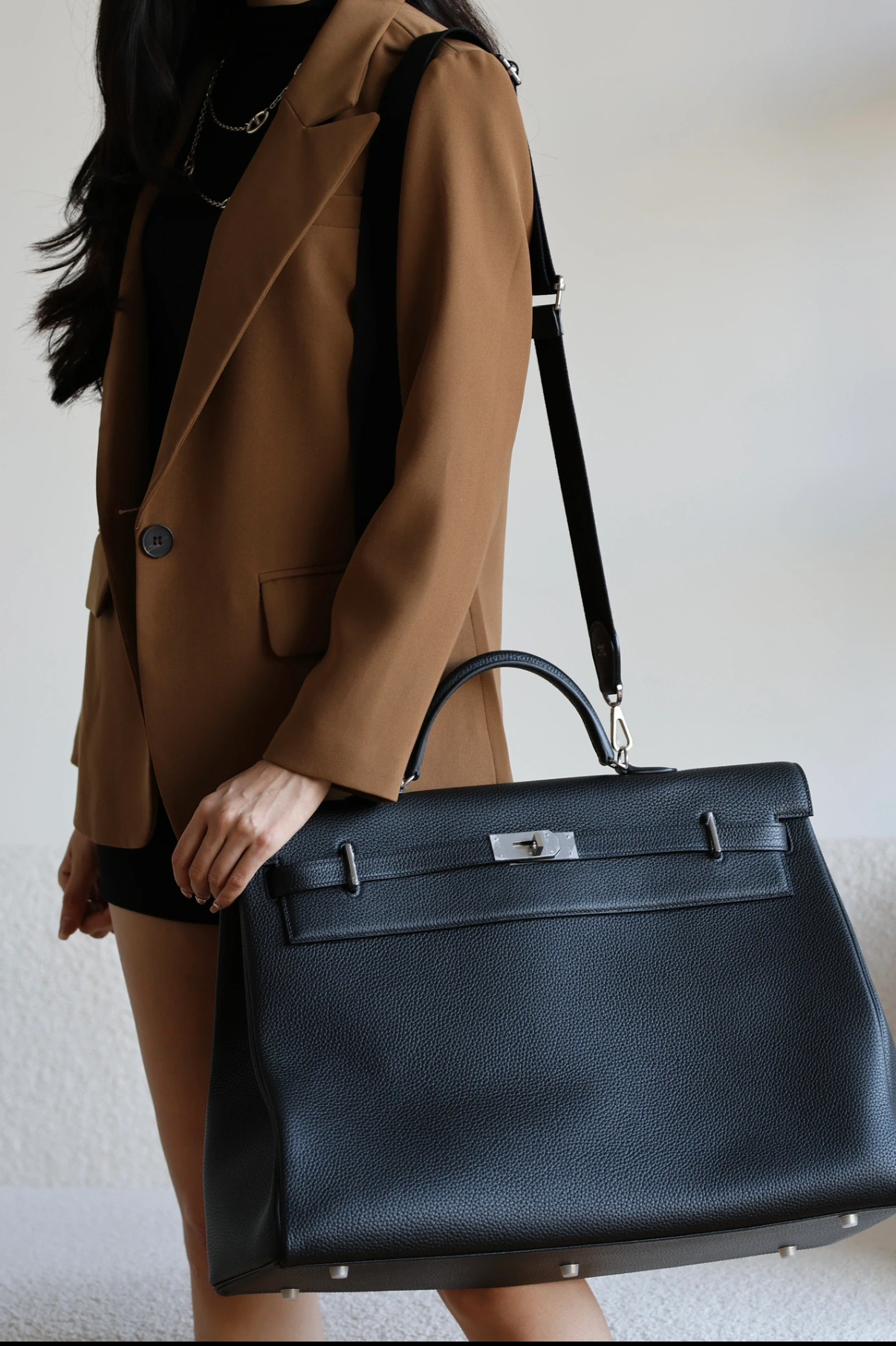 Hermès Kelly50 relax black TOGO silver buckle customization by top masters