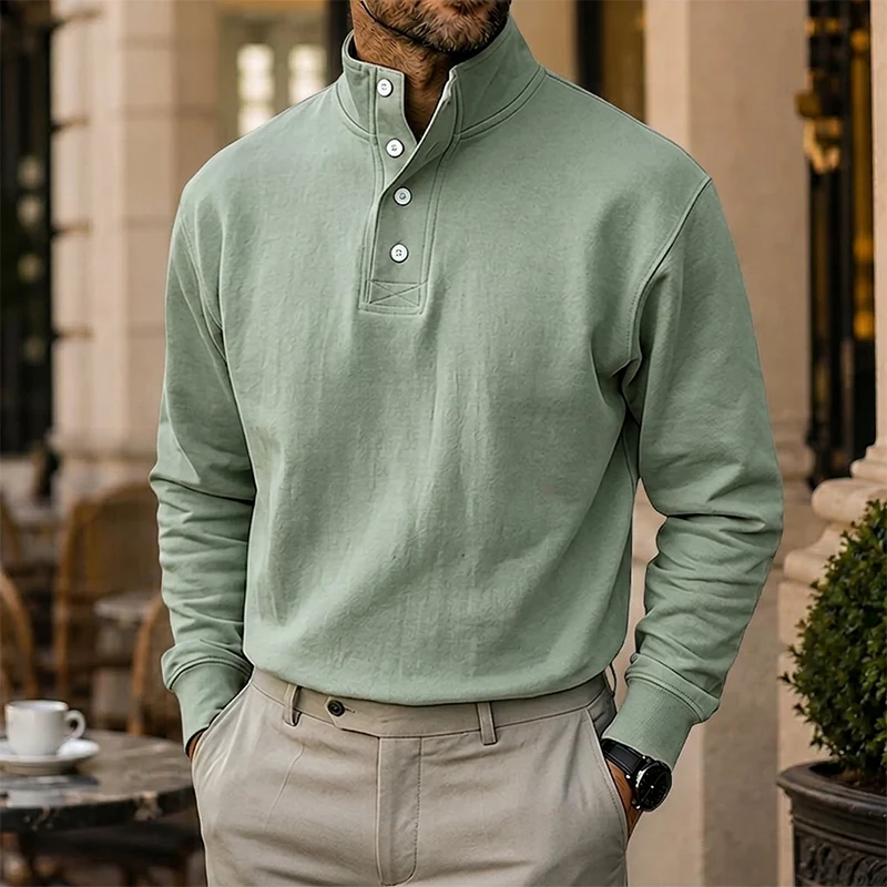 Mivanity Gentleman's Simple Stand-up Collar Long-sleeved Sweatshirt