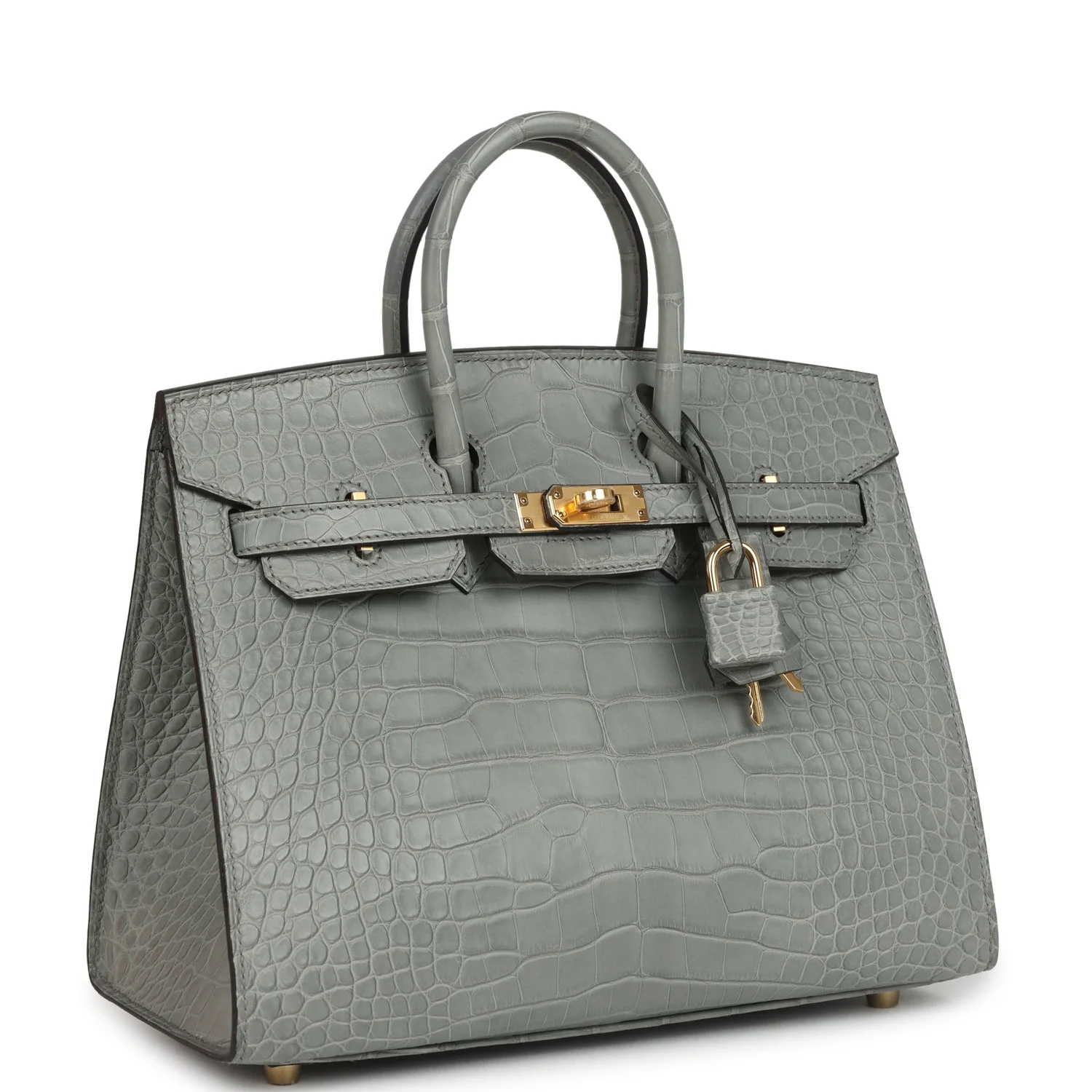 Hermes Birkin Sellier 25 Gris Ciment Matte Alligator Gold Hardware