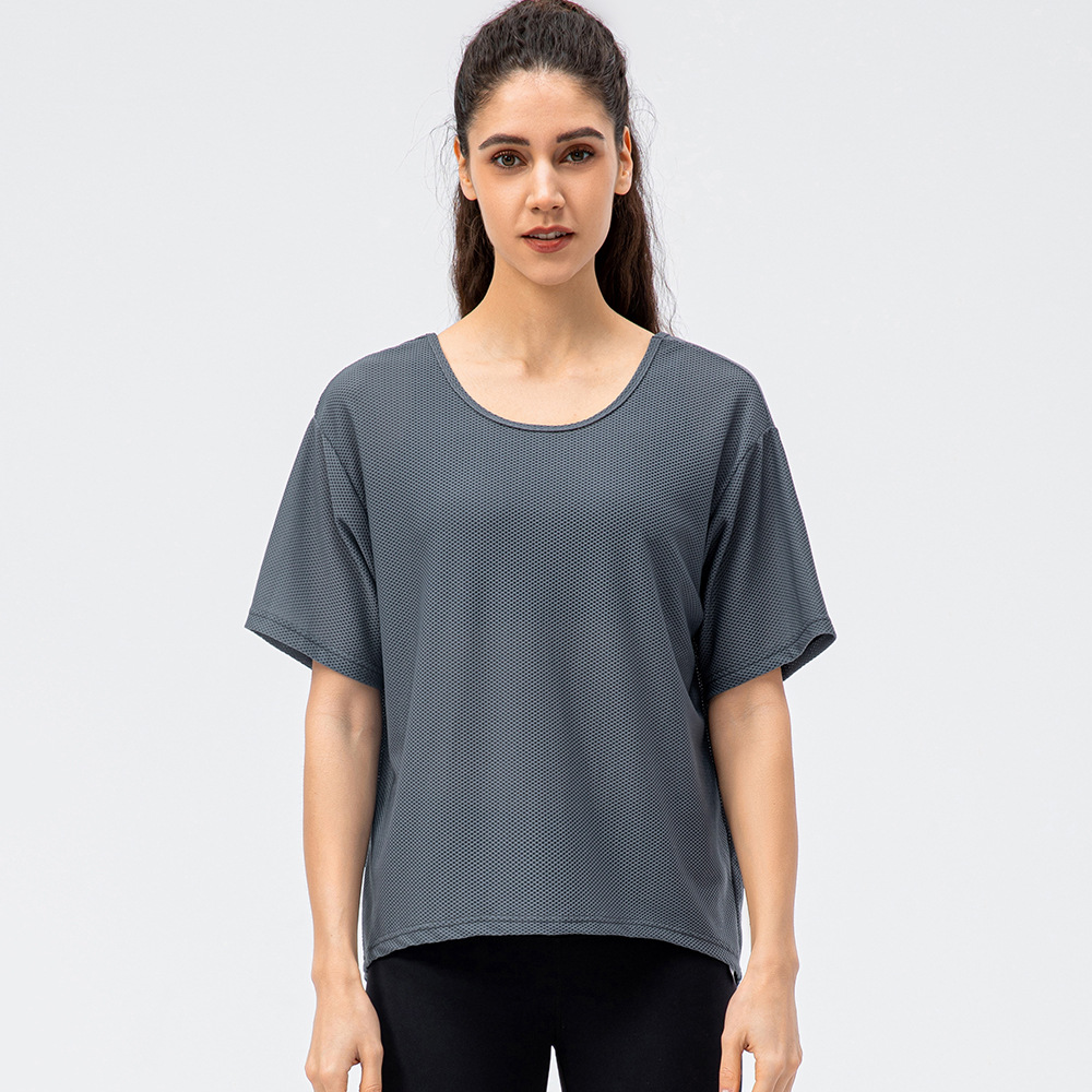 New summer women's loose-fitting short-sleeved sports T-shirt, quick-drying and breathable round neck T-shirt, running casual fitness top