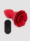Silicone Vibrating Red Rose Butt Plug with Remote Control