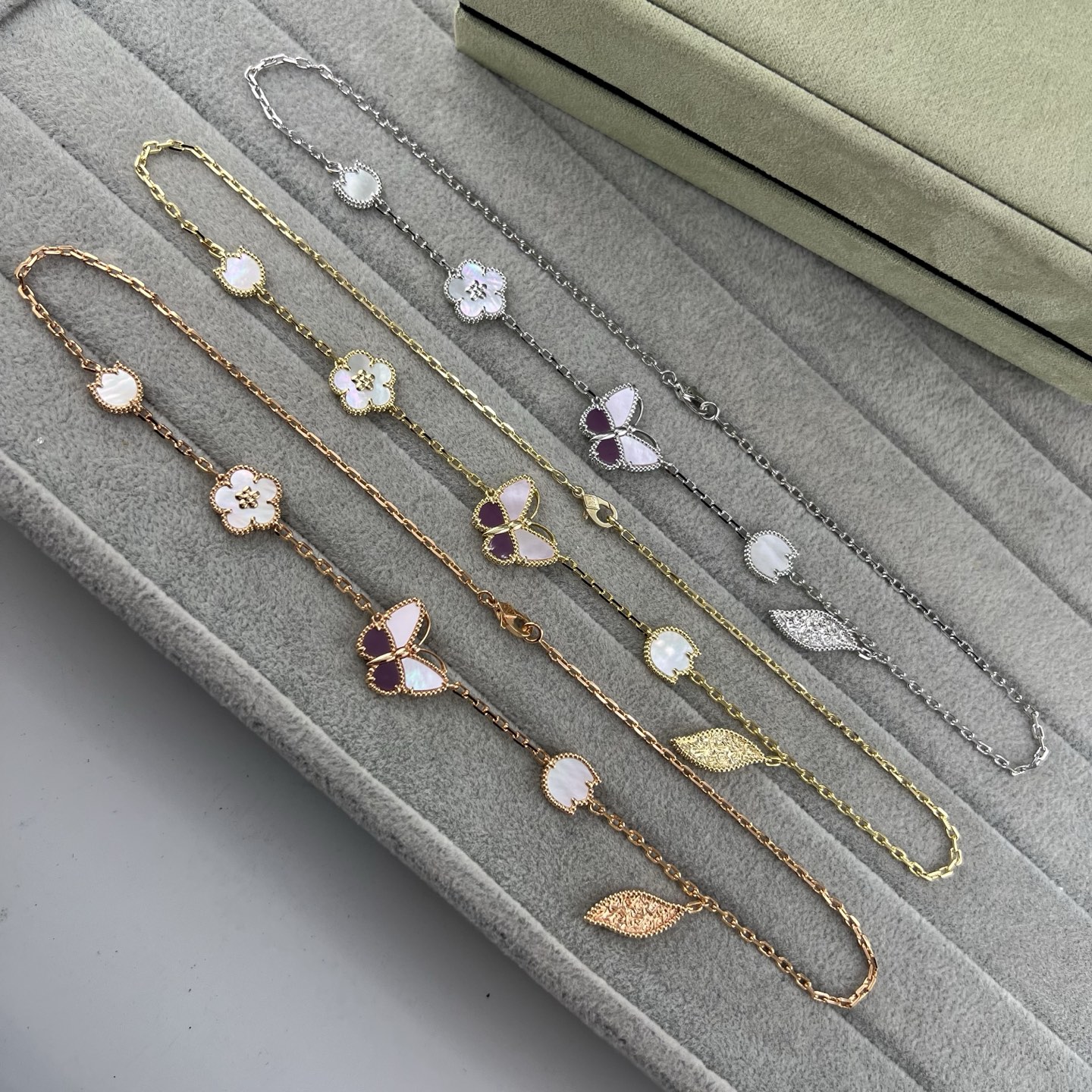 butterfly flower leaves combination necklace - Artisantouchss