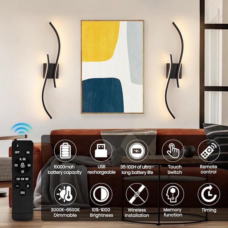 WALLARTISAN Battery Operated Wall Sconces with Remote Control
