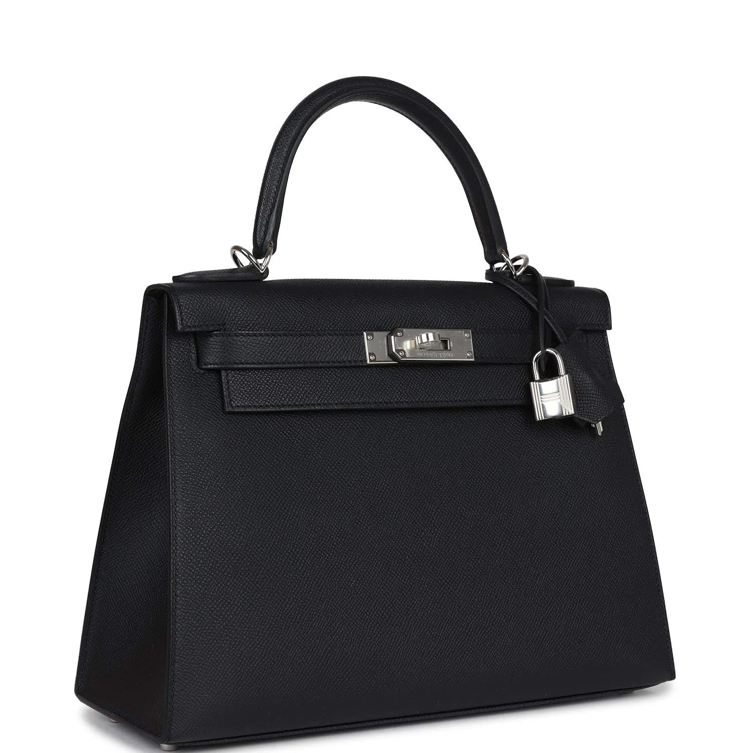 Hermes Kelly Sellier 28 Black Epsom Palladium Hardware