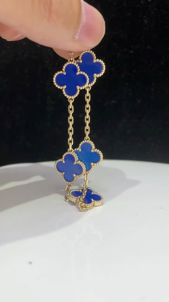 Four-leaf clover blue chalcedony five-flower bracelet - Artisantouchss