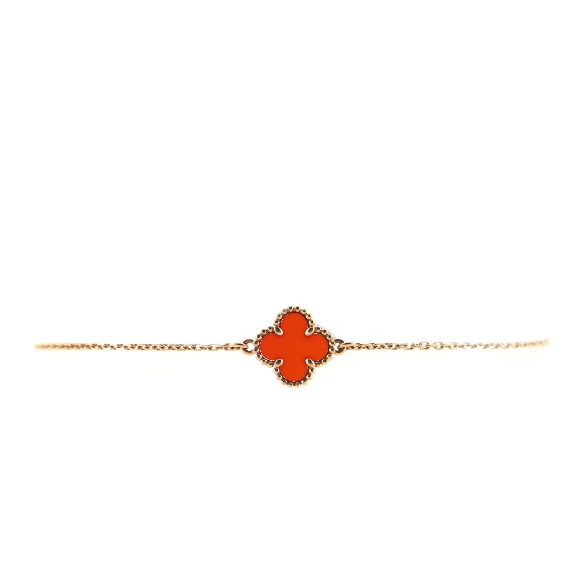 Sweet Alhambra Bracelet 18K Rose Gold and Carnelian