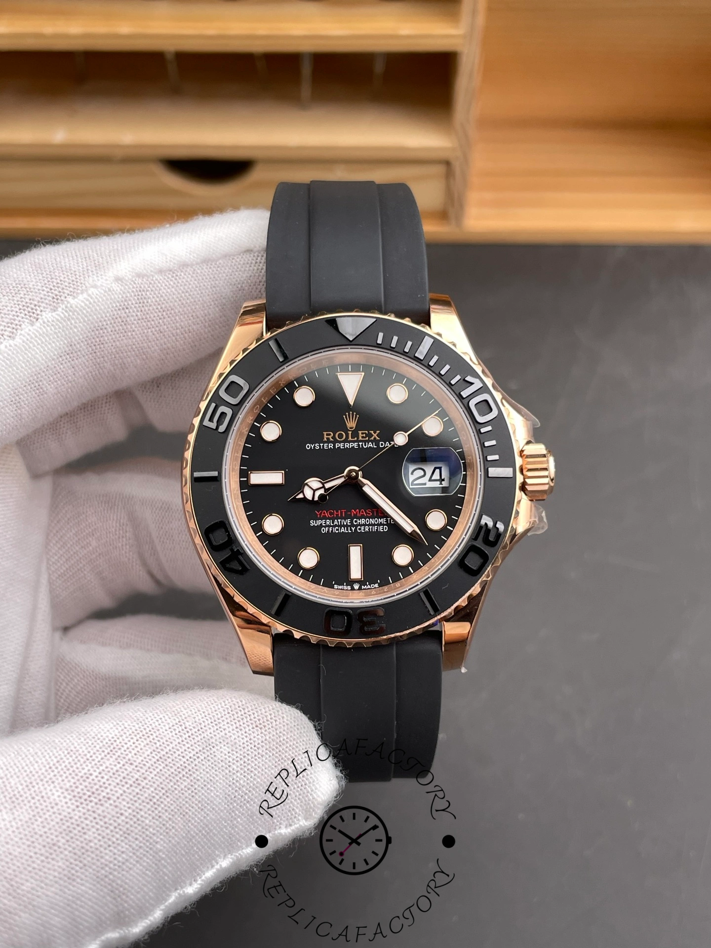 Rolex Yacht-Master 126655 40mm Automatic Black Dial 18kt Everose Gold Watch
