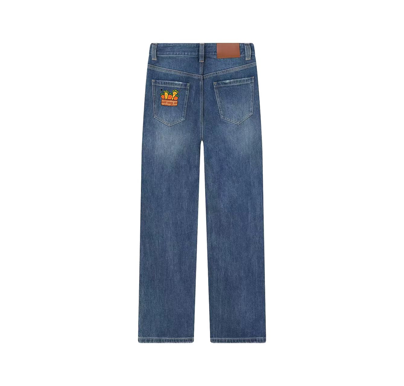 A pair of jeans with a carrot print—a wardrobe essential.