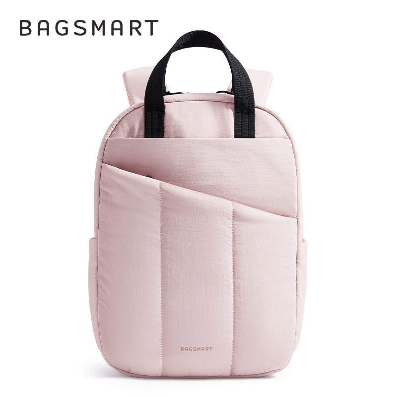 BAGSMART College Laptop Backpack, 15.6 Inch Travel Backpack Airline Approved, Casual Daily Backpack, Lightweight College Bookbag for Women Men, Pink