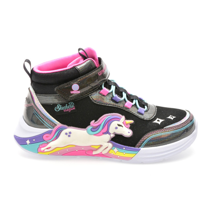Ghete SKECHERS negre, UNICORN CHASER, din material textil