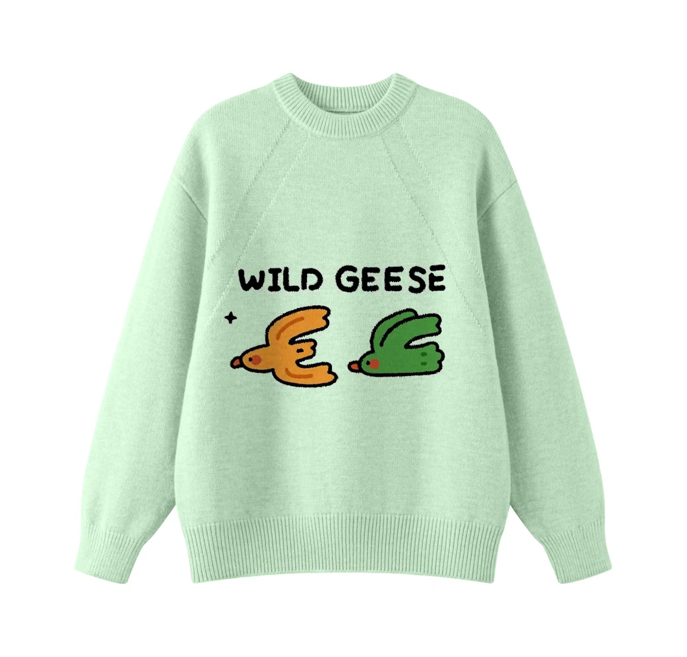 This adorable knit sweater, featuring a two-goose pattern and a crew neck pullover design, is an ideal choice for winter wear.