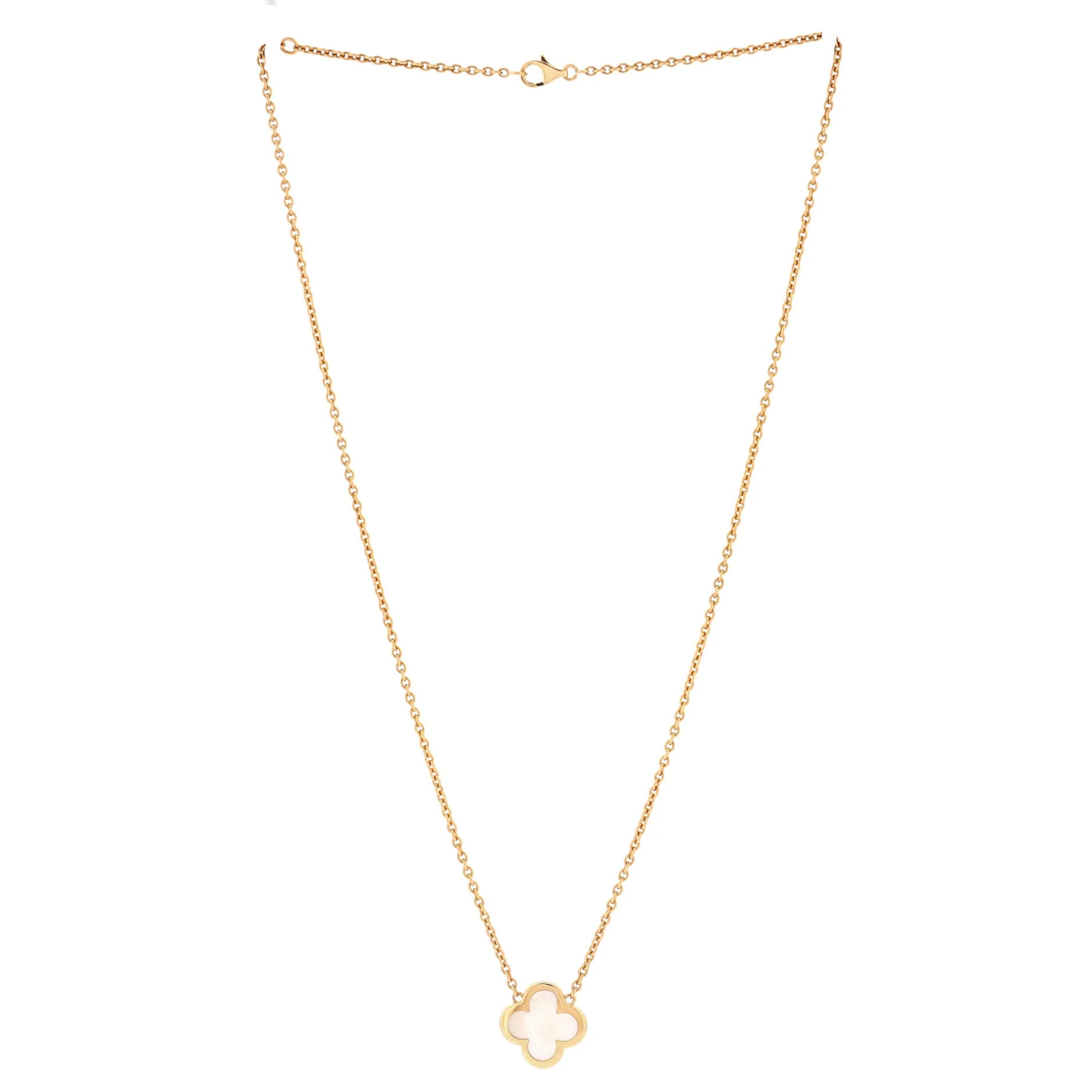 Pure Alhambra Pendant Necklace 18K Yellow Gold and Mother of Pearl