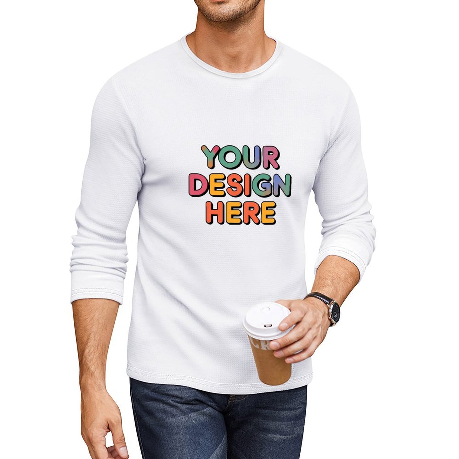 Customized Men’s Unique Design Long Sleeve Cotton T-Shirt