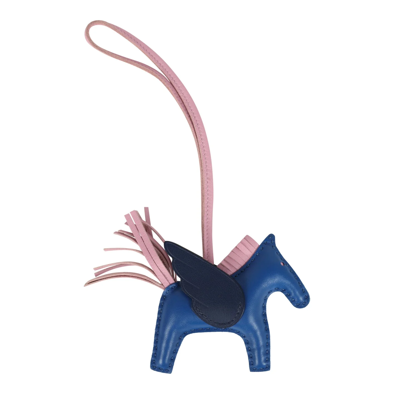 Hermes Pegase Rodeo Bag Charm PM Bleu France, Bleu Nuit & Mauve Sylvestre Milo Lambskin