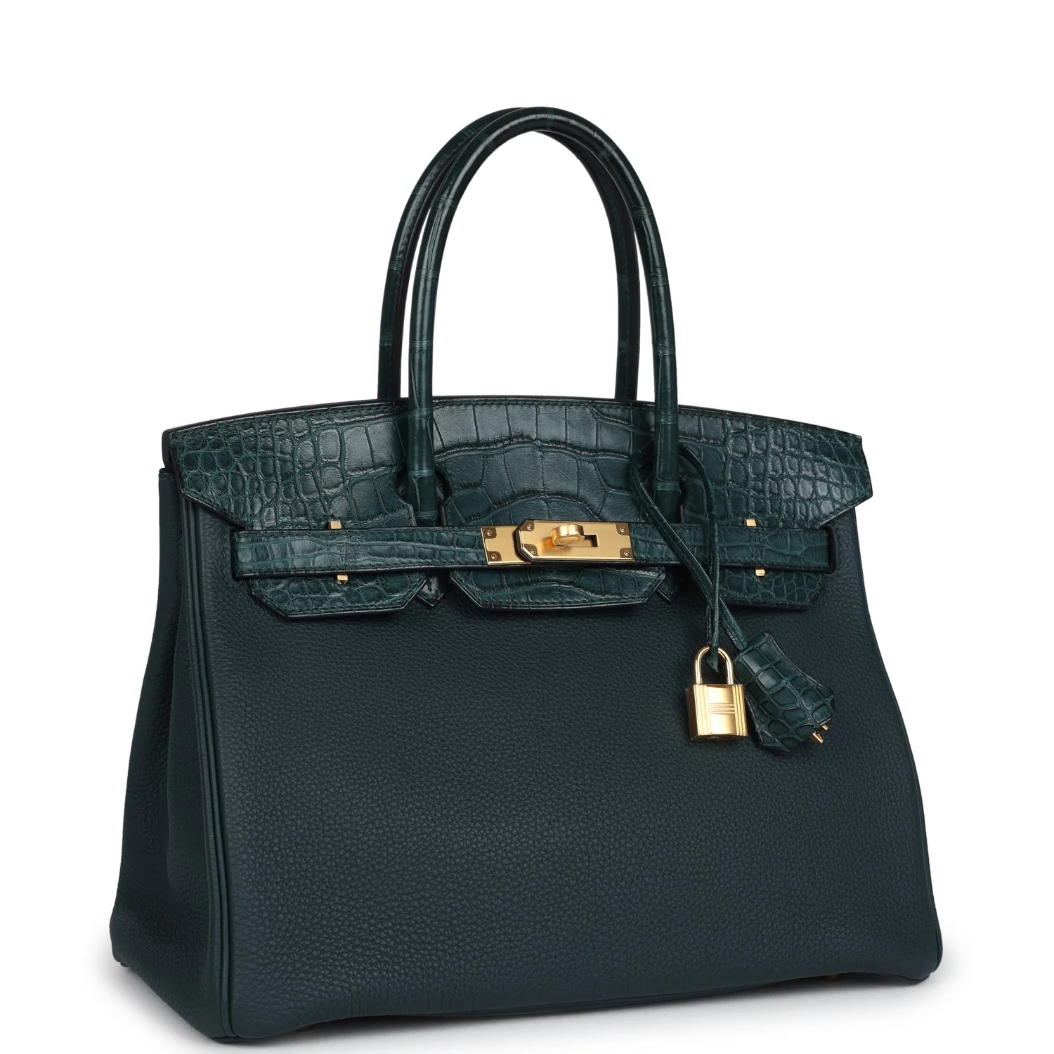 Hermes Birkin 30 Vert Cypress Togo and Matte Alligator Touch Gold Hardware