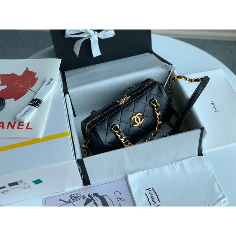 Chanel Shiny Lambskin Small Bowling Bag As1899