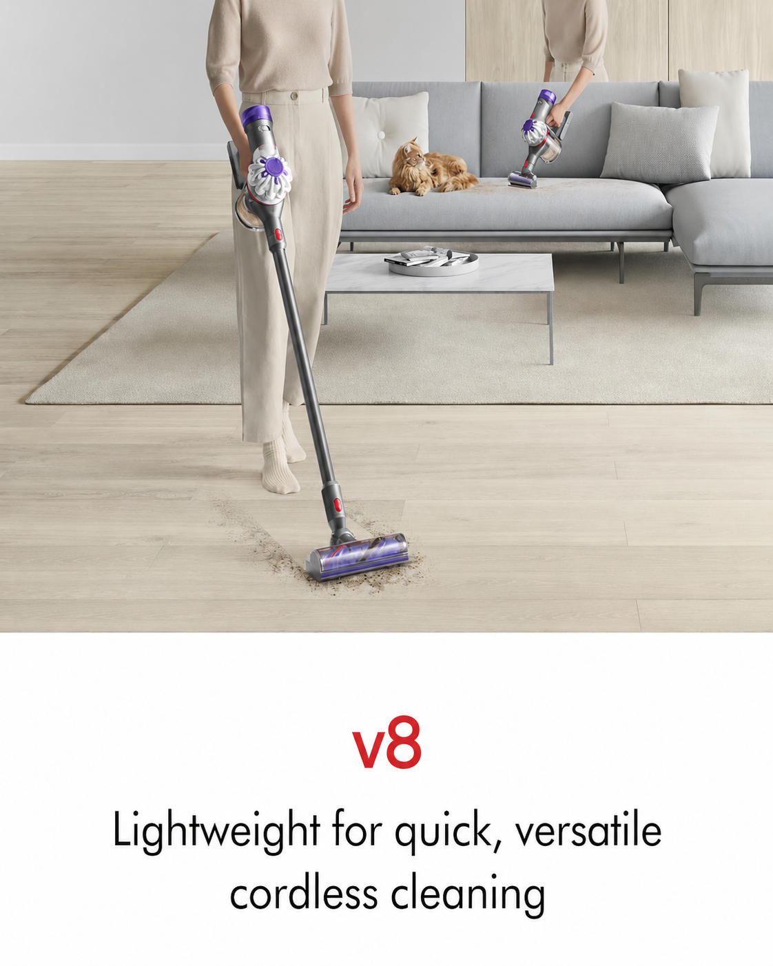 💥 Special offer💥 V8 Cordless Vacuum, Cleans Hard Floors and Carpets, Detangles, Converts to Handheld, 115AW, 2 Power Modes, Up to 40 Minutes¹