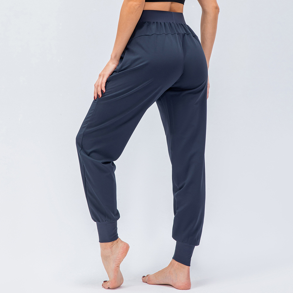Women's loose-fitting sports pants with drawstring cuffs, casual outdoor running and hiking pants, breathable and quick-drying fitness pants