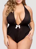 Lovehoney Plus Size Barely There Sheer Black Crotchless Teddy