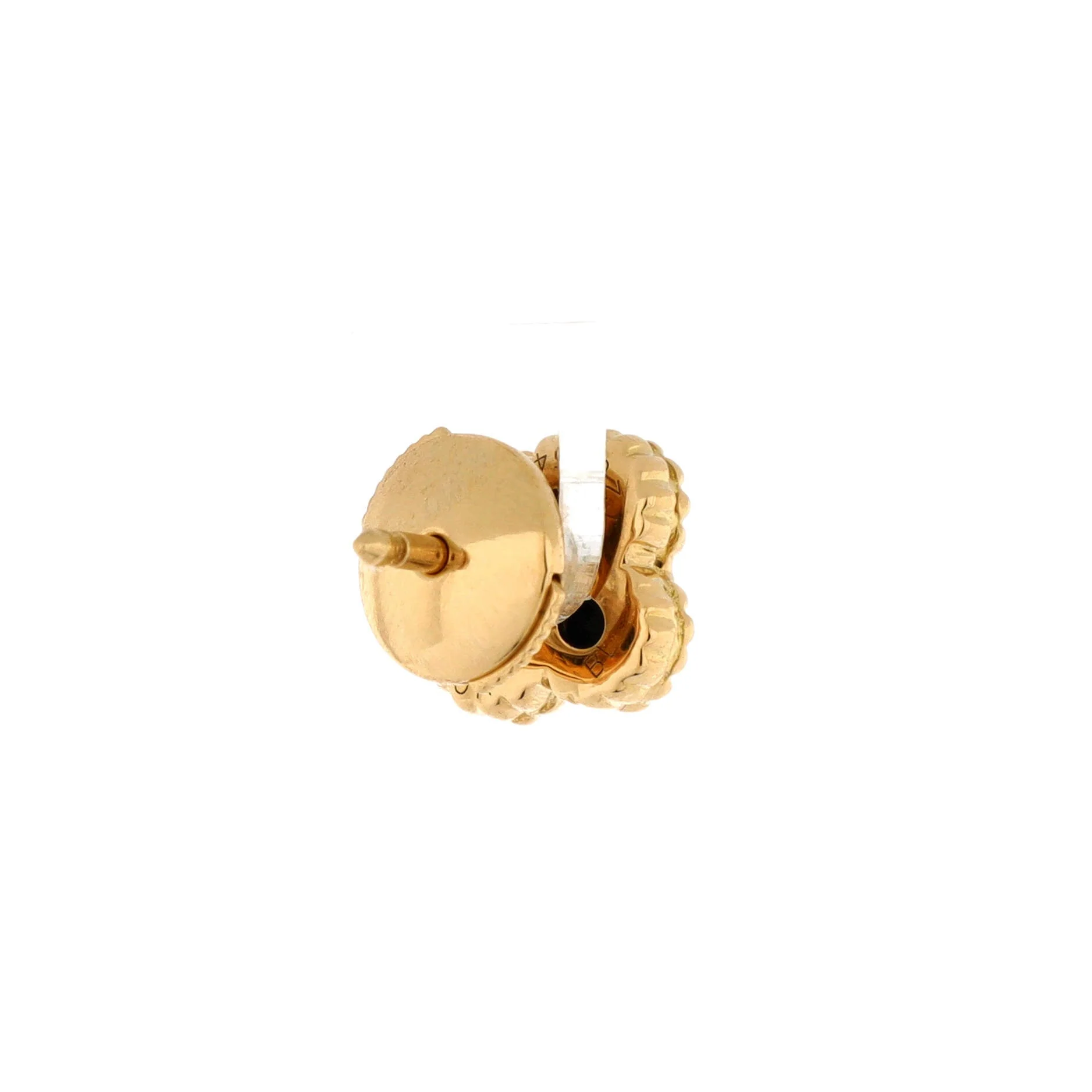 Sweet Alhambra Stud Earrings 18K Yellow Gold and Onyx