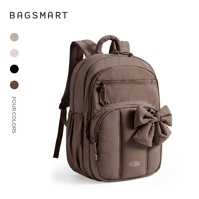 BAGSMART Travel Laptop Backpack, College Backpack Airline Approved, Casual Daily Backpack for 15.6 Inch Laptop, Lightweight College Bookbag for Women Men, Coffee
