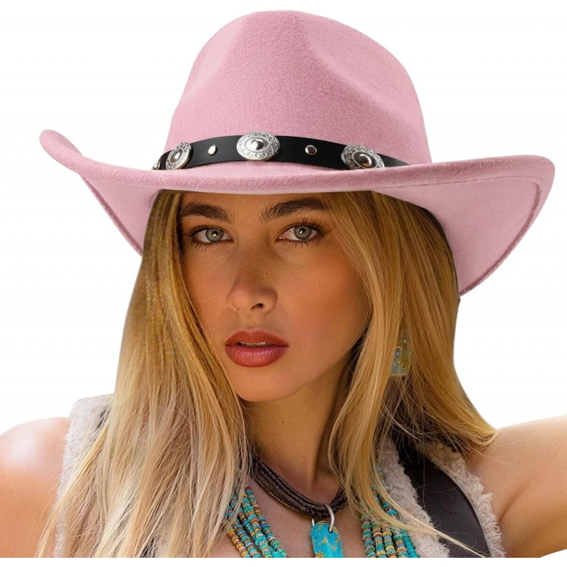 Women Men Classic Felt Wide Brim Western Cowboy