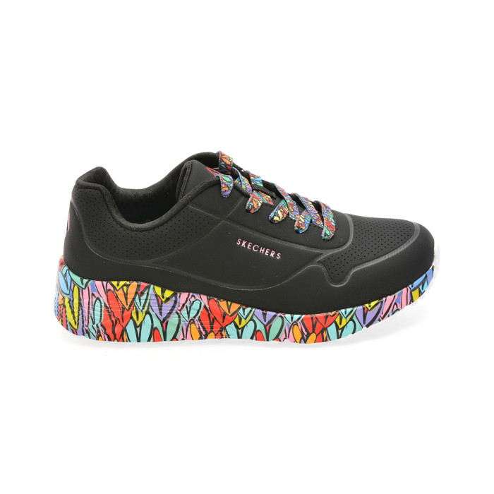 Pantofi sport SKECHERS negri, UNO LITE, din piele ecologica
