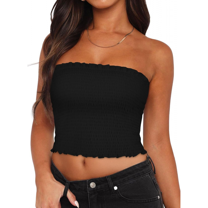AURETOP Women's Tube Top Summer Strapless Crop Tops