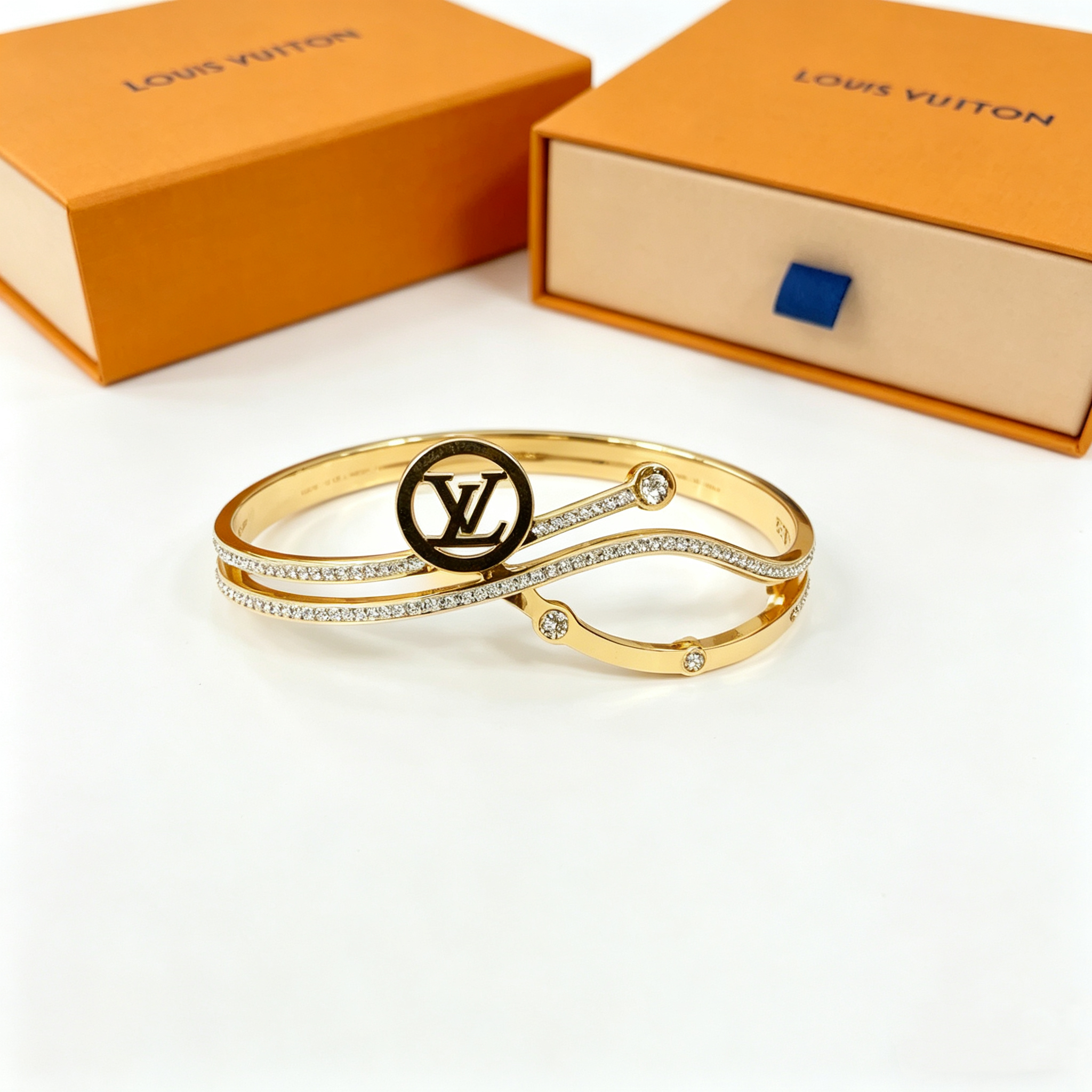 L—Double-layer Diamond-set Metal Bangle