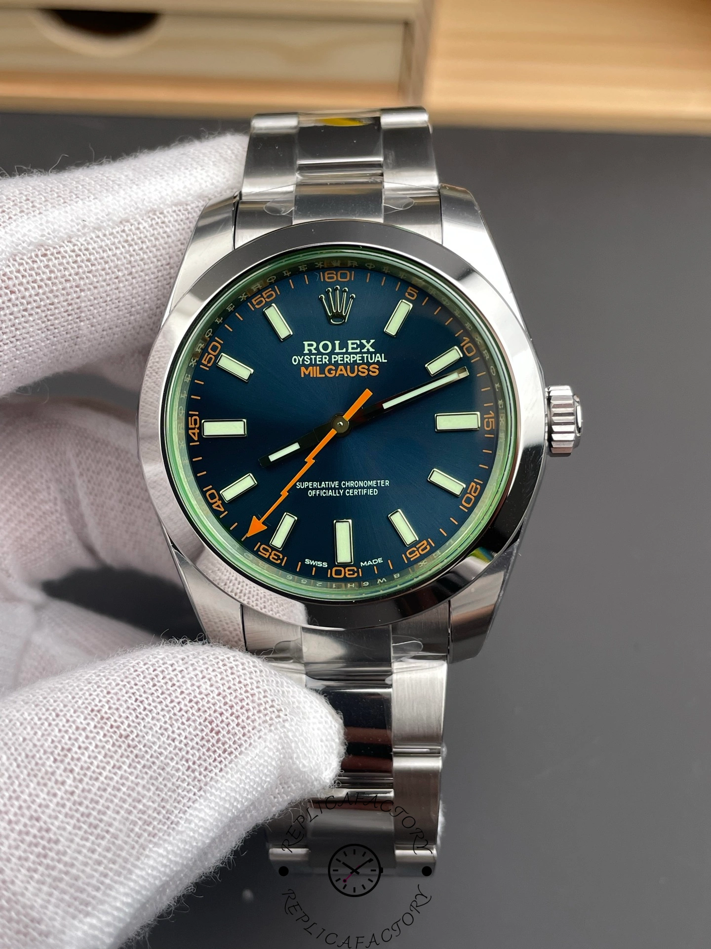 Rolex Milgauss 116400GV Stainless Steel Z-blue Dial 40mm Mens Replica Watch